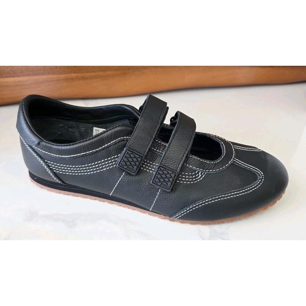 Vans Premium Mary Jane Super Lowpro Black Leather Shoes Men 10 Women 11.5